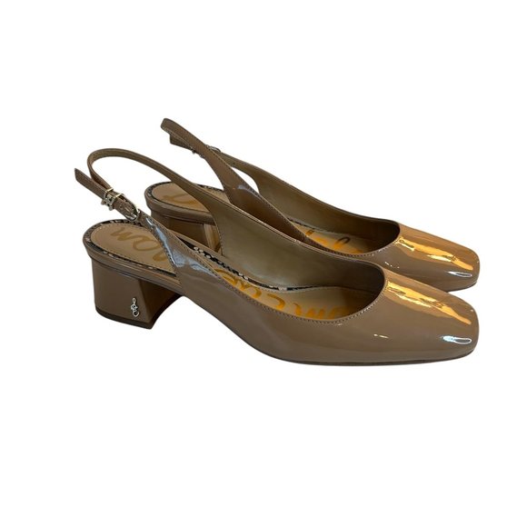 Sam Edelman Tamara Snip Toe Sling Back Block Heal Nude Shoes Women's Size 9.5 - Picture 2 of 9